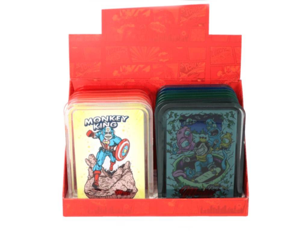 Monkey King Rolling Tray műanyag sodró tálca – 16 db-os tálcás kiszerelés (vegyes színek és minták)